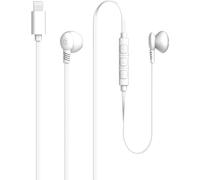 ERSHI-¿ L-Buds ¿ Ecouteurs filaires Lightning ¿ Câble Plat d¿1 mètre, Son stéréo Clair et équilibré, Microphone intégré ¿ Blanc[1092