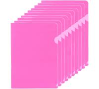 Ershi-Lot De 10 Pochettes En Plastique Transparent Pour Papiers A5, Format L, Pour Bureau, Rose[3954]