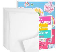 ERSHI-Lot de 15 feuilles de papier autocollant A4 en vinyle blanc brillant imperméable pour imprimante à jet d'encre Papier d'im[459]