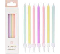 Ershi-Lot De 16 Bougies D'anniversaire Pastel Arc-En-Ciel Avec Supports - Grand Mince 10 Cm - Décorations De Gâteaux Pour Baby Sho[14077]