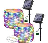 ERSHI-[Lot de 2 Guirlande Lumineuse Solaire Extérieure, 12 M 120 LED PVC étanche, 8 Modes Décoration Pour Jardin, Balcon, Terrasse[639]