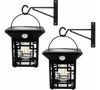 ERSHI-Lot de 2 lampes murales solaires de sécurité avec détecteur de mouvement PIR - Lanternes murales vintage avec protection IP6[2484]