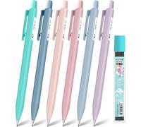Ershi-Lot De 6 Porte-Mine, 6pcs Macarons Crayon Mécanique 0,5mm, Porte Mines Set Remplaçable Avec Recharge De Plomb Hb Pour Enfant[1