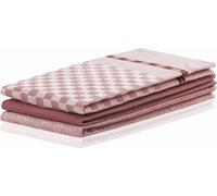 ERSHI- Louie Lot de 3 torchons de Cuisine avec Crochet de Suspension 100% Coton 50 x 70 cm, Coton, Vieux Rose, 3er Set[3369]