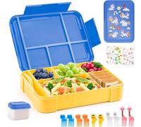 Ershi-Lunch Box Enfant, 1300ml Bento Lunch Box Enfant Avec 5 Compartiments Et Des Couverts (Fourchette Et Cuillère), Sans Bpa, Pou[1