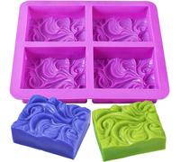 Ershi-Moules Carrés De Savon En Silicone Faits À La Main Avec Motif Vague De Locéan Pour Savon Au Lait (100 Ml)[6378]