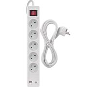 ERSHI-- Multiprise 5 Prises avec Charge USB et 3m de câble 1,5 mm2 - Multiprise avec Interrupteur 5X Prise, 1x USB C, 1x USB A - C[529]