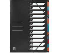 Ershi-Oxford Trieur Standard 12 Compartiments A4 Couverture Polypro Noir[2338]