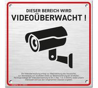 ERSHI-® Panneau de vidéosurveillance (15 x 15 cm ¿ Petit) avec avertissement DSGVO avec 4 trous de perçage, avertissement pour cam[7