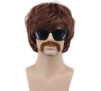 Ershi-Perruque Courte Marron Brune Des Années 60 70 80 Pour Hommes Avec Moustache Perruque Disco Des Chanteurs Stars Sonny Bono Hi[8