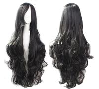 Ershi-Perruque Noire De 80 Cm De Long, Résistante À La Chaleur, En Spirale, Bouclée, Pour Cosplay, Halloween, Cosplay (A-Noir)[1859]