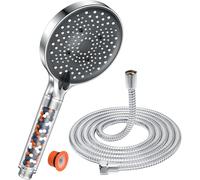 ERSHI-Pommeau de Duche avec tuyau 1,6M, Pommeau de Douche Economie Deau, Pommeau de Douche Anti calcaire Grand (130mm), Pommeau d[5]