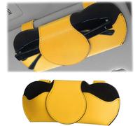 ERSHI-Porte Lunettes pour Pare Soleil Voitures, Etui Lunettes pour Voiture Cuir PU, Magnétique Support Lunettes pour Voiture, Univ[2
