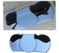 ERSHI-Porte Lunettes pour Pare Soleil Voitures, Etui Lunettes pour Voiture Cuir PU, Magnétique Support Lunettes pour Voiture, Univ[2
