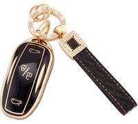 Ershi-Pour Tesla Key Fob Cover Holder, 3 Boutons Soft Tpu Key Fob Protector Avec Key Fob Keychain Fit For Tesla Model 3 Model S Mo[3