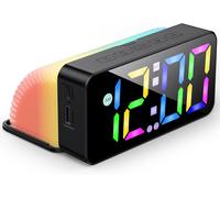 ERSHI-Réveil Numérique, Horloge Numérique LED avec Température Snooze Luminosité Réglable Couleurs RGB Reveil Enfant avec 2 Alarme[3