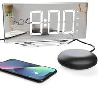 ERSHI-Réveil Numérique Miroir, 8,7"" LED Réveil Sourd avec Vibrant pour Gros Dormeurs, Sourd et Malentendant, Function Snooze+Révei[1