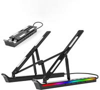 ERSHI-RGB Pliable Portable Portable Supports - 5 Niveaux Anti-dérapant Riser avec 3 Ports USB Type-C Data Hubs Compatible avec Mac[1387]