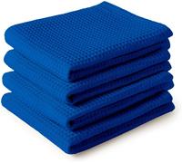ERSHI- Serviettes de Cuisine et Gants de Toilette en Coton Blue Torchon Texturé et à Tissage Plat Ensemble de Torchons 70x4[3059]