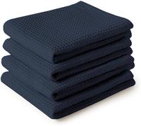 ERSHI- Serviettes de Cuisine et Gants de Toilette en Coton Navy Blue Torchon Texturé et à Tissage Plat Ensemble de Torchons [3055]