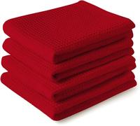 ERSHI- Serviettes de Cuisine et Gants de Toilette en Coton Red Torchon Texturé et à Tissage Plat Ensemble de Torchons 70x45[3060]