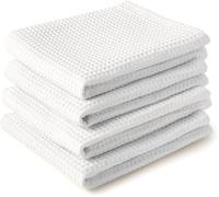 ERSHI- Serviettes de Cuisine et Gants de Toilette en Coton White Torchon Texturé et à Tissage Plat Ensemble de Torchons 70x[3057]