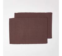 ERSHI- Set de Table Lavable en Coton Lot de 2, Linge de Table uni Chocolat, 33 x 50 cm[487]