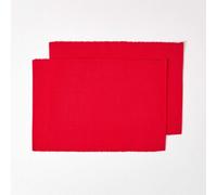 ERSHI- Set de Table Lavable en Coton Lot de 2, Linge de Table uni Rouge, 33 x 50 cm[492]