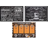 ERSHI- Set de Table lavables en Plastique American Vintage 44x28 cm, Sets de Table en PVC Fantasy American Breakfast (Lot de 3)[231]