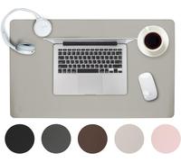 ERSHI-sous-Main en Cuir PU 60x35cm - Gris Clair - sous-Main avec Bords Cousus - Grand sous-Main - Tapis de Souris XXL - Tapis de B[3