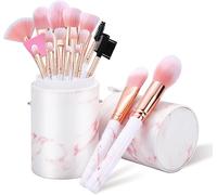Ershi-Start Makers 16 Pcs Pinceau Maquillage En Marbre Rose Professionnelle Kit Pour Fond De Teint, Blush, Avec Masque Silicone Et[65]