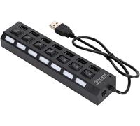 ERSHI-Station d'accueil Hub Portable 480mbps USB Multi-Protection multifonctionnelle avec Interrupteur(7 Black)[1452]