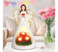 ERSHI-Statue d'ange Gardien, Ange Statuette avec lumière LED pour Decoration, Résine Fait Main Statue d'ange, Cadeau pour Thanksgi[4847]