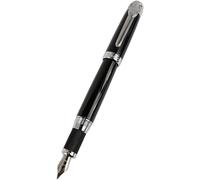Ershi-Stylo Plume 189 Argent Antique 18kgp Plume Moyenne Great Wall Pen (Noir)[925]