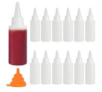 ErShiPing 12 Pcs Recipient Sauce, 100ml Petites Bouteilles à Presser, Bouteille de Condiments, Bouteilles Flacons Souples Doseuses en Plastique pour Distributeur de Huile Ketchup Sauce (Modèle givré)