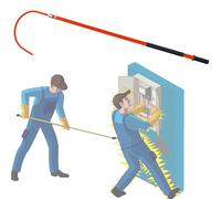 ERSINIAN Anti-Electrocution Insulated Rescue Hook, High Voltage Fire Electrical Safety Tool Life-Saving Pole with Non-Slip Handle, for Power Station Electrical Factory,Red-3m/9.8ft