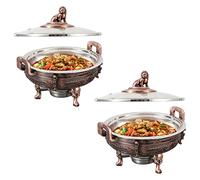 ERSINIAN Ensemble de Chauffe-Plats et réchauds - Serveur Rond pour Buffet de réception avec bac à Aliments et Supports pour Combustible