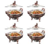 ERSINIAN Ensemble de Chauffe-Plats et réchauds - Serveur Rond pour Buffet de réception avec bac à Aliments et Supports pour Combustible