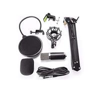 ERSINIAN Kit Microphone à condensateur Professionnel pour Studio d'enregistrement et de Diffusion, avec Pied de Micro et Suspension Antichoc.