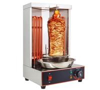 ERSINIAN Machine à shawarma, capacité de 6 kg, cuiseur à shawarma de Poulet avec 2 Tubes Chauffants, Four électrique Vertical de 50 °C à 300 °C, rôtissoire, gyro, Machine à Kebab, Barbecue