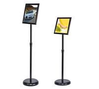 ERSINIAN Présentoir de Sol télescopique avec Poteau télescopique, Support d'affiches en Aluminium, présentoir publicitaire, Porte-Affiches sur Pied pour commerces et magasins, Noir - A4