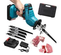 ERSINIAN Scie à os électrique, scie à Viande Alternative sans Fil, kit de scie à Main puissante, lumière LED + boîte de Rangement, Moteur sans balais, pour la Coupe du Bois et du métal, 21 V