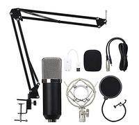 ERSINIAN Support de Microphone à condensateur Professionnel pour Studio de Diffusion, Bras de Suspension réglable avec Suspension Antichoc et kit de Fixation (Noir)