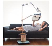 ERSINIAN Support de Sol pour Livres avec roulettes et éclairage, idéal pour Lire au lit, Hauteur et Angle réglables, avec Panier à Livres, Stable, Support de Sol pour Tablette.