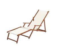Chaise longue de jardin blanche avec repose-pieds, chilienne, bain de soleil pliant 10-303F