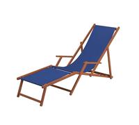 Erst-Holz Chaise Longue de Jardin Bleue