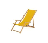 Erst-Holz Chaise Longue de Jardin Jaune, chilienne, Bain de Soleil Pliant en Bois avec Oreiller 10-302NKH