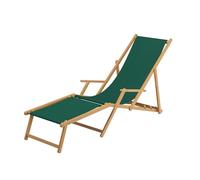 Erst-Holz Chaise Longue de Jardin Verte, chilienne, Bain de Soleil Pliant, en Bois Naturel V-10-304Nrepose-pied
