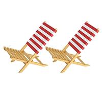 Erst-Holz Chaise Pliante en Bois Naturel, Tissu Rouge-Blanc, siège de pêche, différentes Options V-10-353