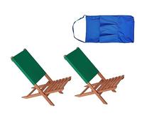 Erst-Holz Chaise Pliante en Bois Sombre, Chaise de Plage, siège de pêche, différentes Options V-10-352, Accessoires:Lot de 2 dans Un Sac Bleu